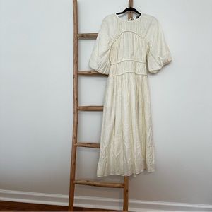 NWT Ivory/White Asos Puff Sleeve Midi Smock Dress with corset like fit.Open back